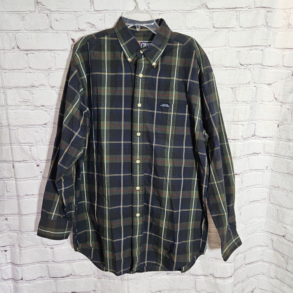 Vintage CHAPS Ralph Lauren Shirt Size M Checked 90s Long Sleeve Button Down Mens